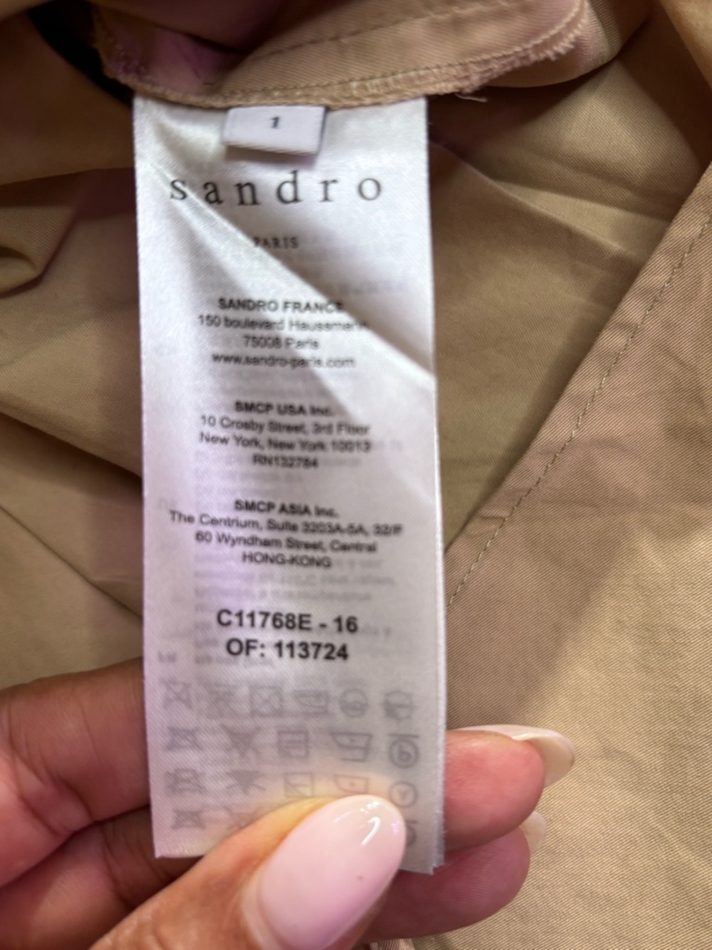 Sandro Beige V-Neck Short Sleeve Cotton Blouse, Size S - Picture 9 of 9